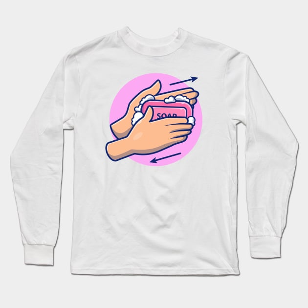 Washing hand cartoon 9 Long Sleeve T-Shirt by Catalyst Labs